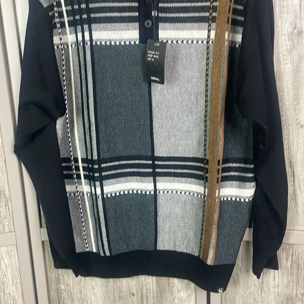 New! Vintage 90's Coogi style streetwear henley sweater men's XL
